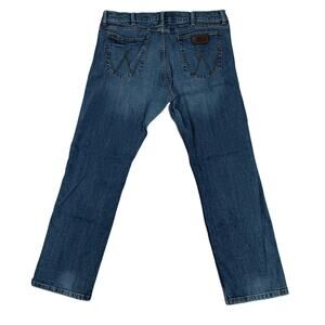 Wrangler Retro Slim Straight Jeans Mens 38X31 Blue Western Rodeo‎ Cowboy